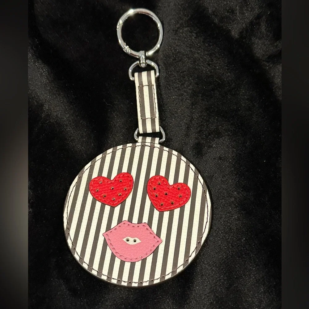Henri Bendel Heart Smiley Face Key Fob/Bag Charm EUC